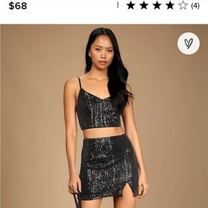 Lulus black sequin two-piece bodycon mini dress